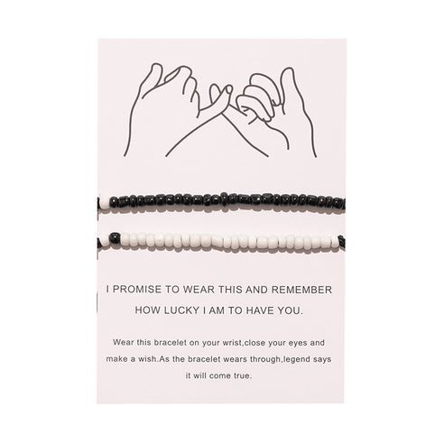 Gelang Couple Mote Hitam Putih Simple Monochrome