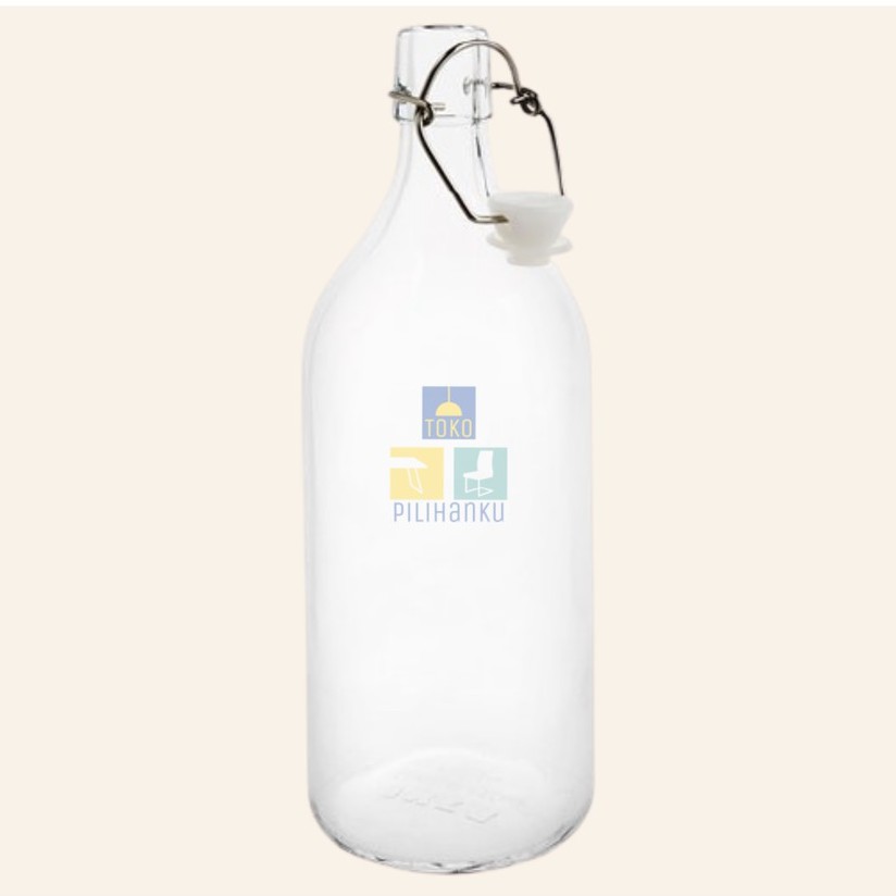 KRKEN BOTOL kaca Bening BESAR 1 Liter Tempat air Minum dengan penutup