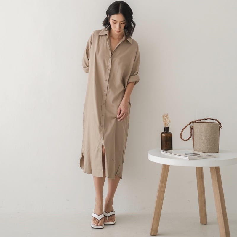 Oversize Dress - Shirt Dress - Korean Oversized Shirt Dress Outer