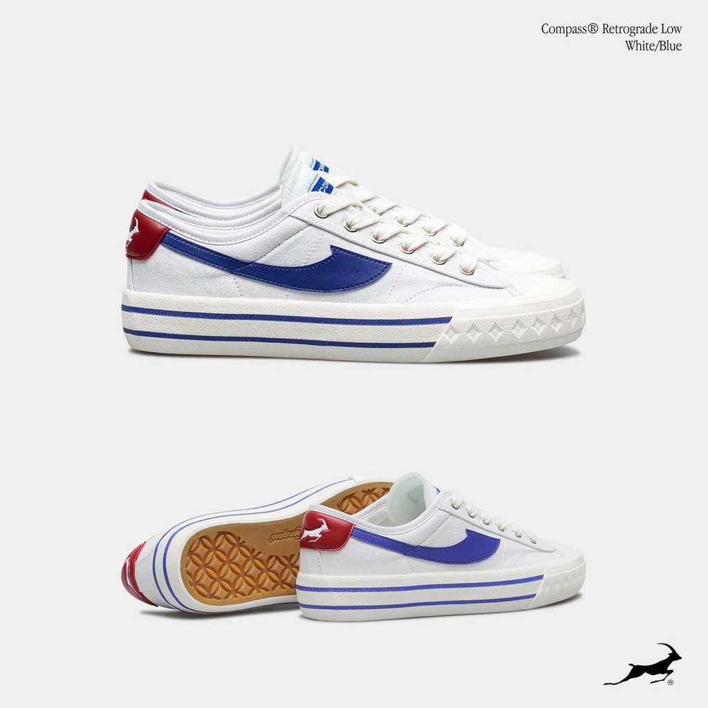 Sepatu Compass Retrograde Low [White Red/Red White Blue/Black White/Blue Gum/Cream]-White Blue