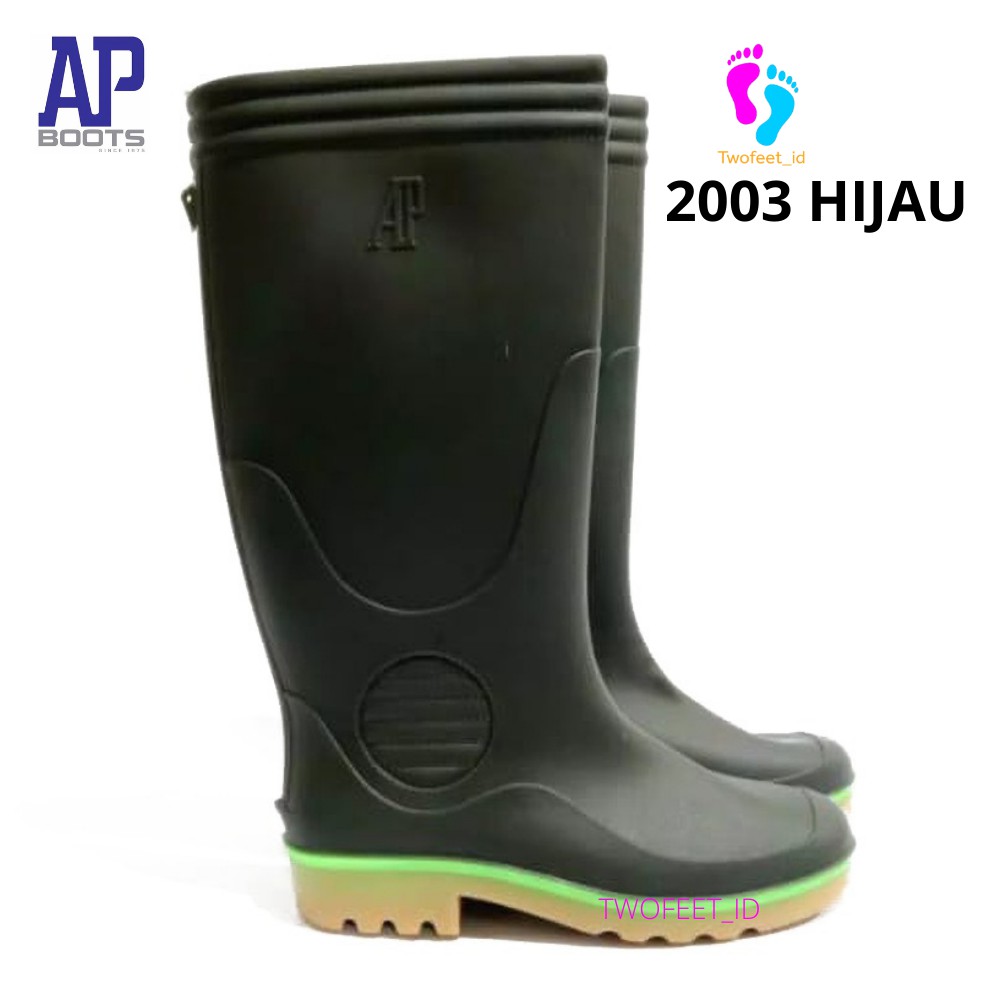 BestPromo Ap Boots 2003 Triwarna Sepatu Boot - Ap 2003 Green 38-43 - Sepatu Boot Safety Karet - Ap