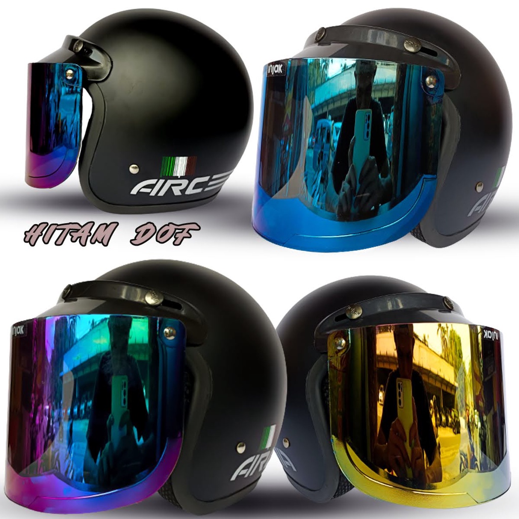 HELM BOGO DEWASA MEREK ARC FULL LEHER HELM MURAH  UNTUK PRIA DAN WANITA DEWASA KACA DATAR INJAK IRIDIUM COD