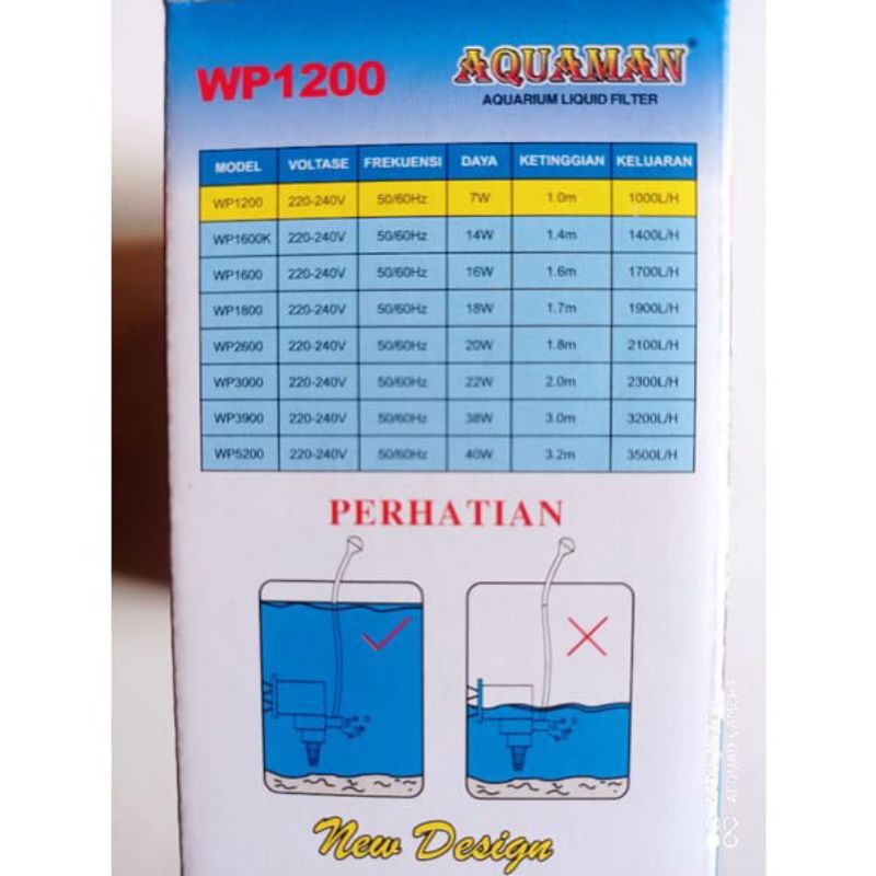 Water Pump Aquarium Pompa Kolam Aquaman WP 1200