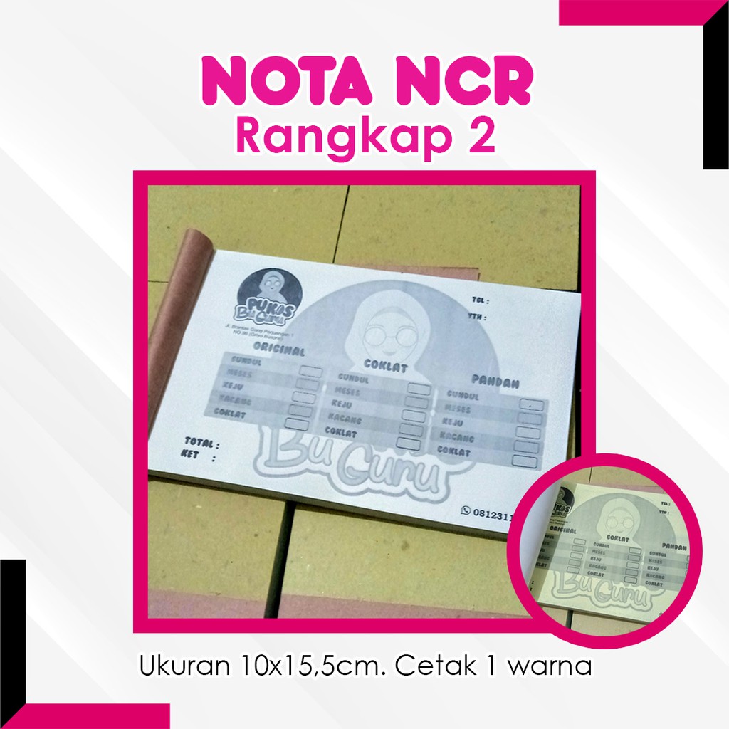 

CETAK NOTA CUSTOM NCR rangkap 2 - Nota Olshop, Kwitansi, Bon, Surat Jalan, Dll