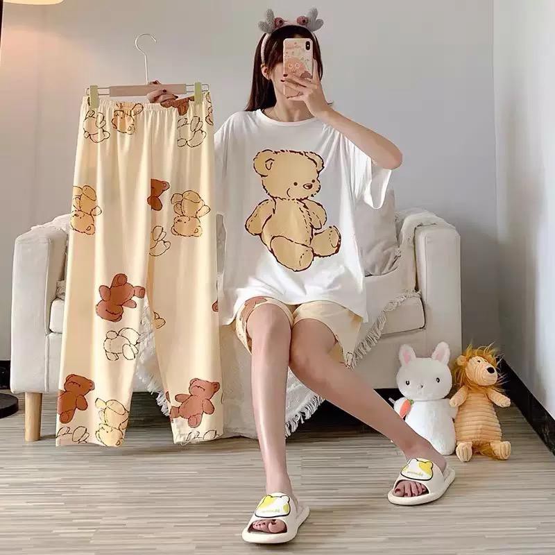 HUES.ID Piyama 3 in 1 | Piyama Lengan Pendek | Baju Tidur Impor | Baju Tidur 3in1 4045