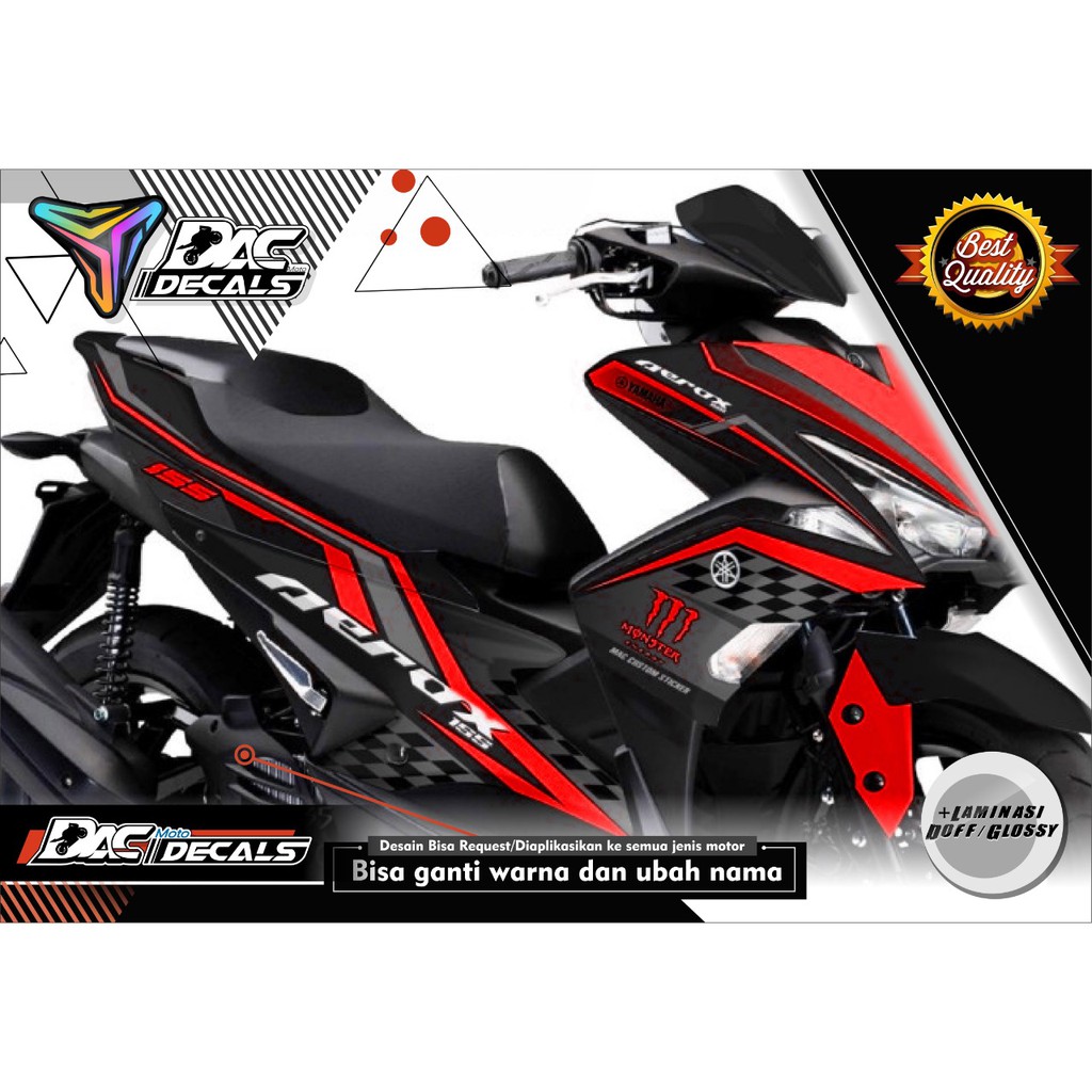 Sticker decal full body Yamaha Aerox 155 Hitam Merah