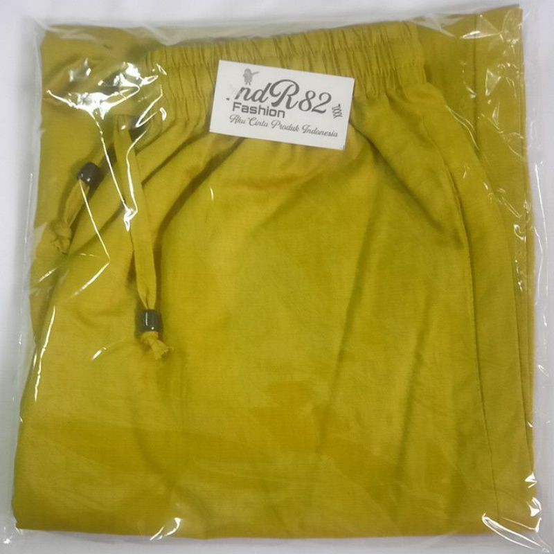 Celana kulot Panjang cigaret remaja ABG pola lebar-Kuning Lime