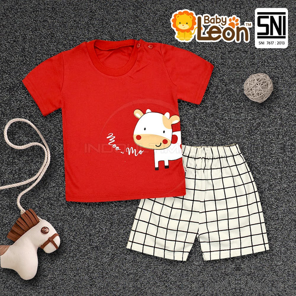 Setelan Baju Anak Lengan Pendek 1-3 Thn BABY LEON SBJ-GY01 Setelan Baju Bayi Laki-Laki Perempuan