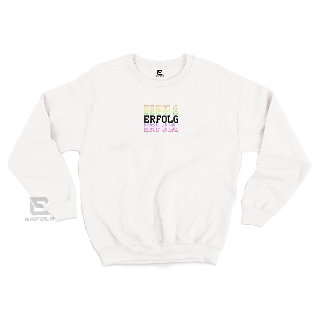 ERFOLG Sweater Crewneck Original Basic Simper Sweatshirt Polos Size M-XXL Switer Cowok Cewek Sweater Pria Wanita Print List Multicolar