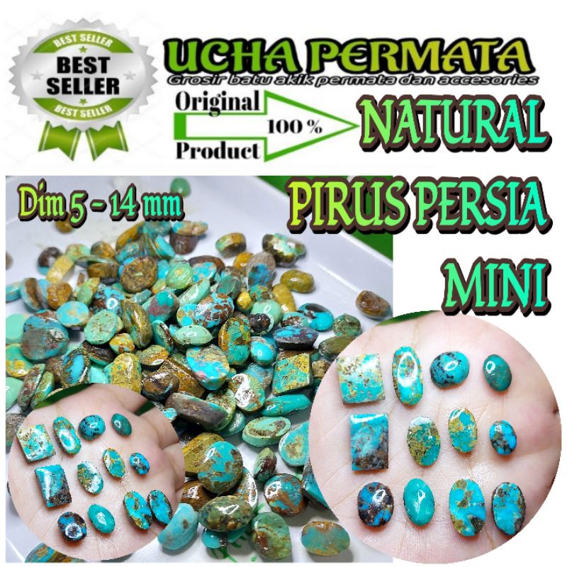 natural pirus persia mini urat hijau biru borongan murah