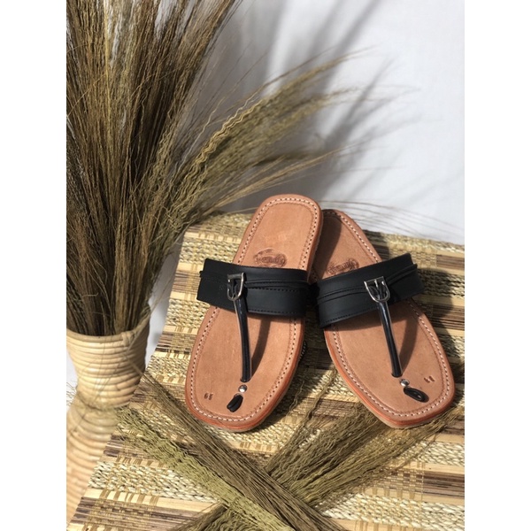 Sandal kulit pria tarumpah Taufik Semi Kulit Karet Matang / Sandal Tarumpah / Sandal Semi Kulit