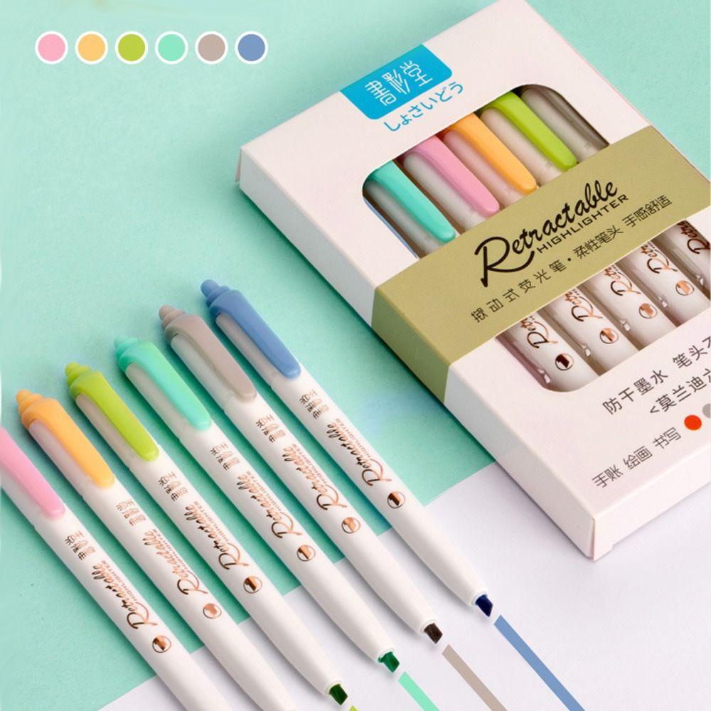 Nanas 6PCS /Set Stabilo Pen Set Warna Permen Kreatif Alat Tulis Menggambar Graffiti Alat Tulis Color Pen