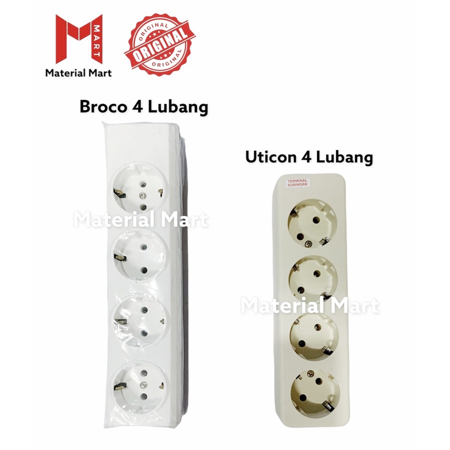 Stop Kontak Uticon 4 Lubang ST-148 | Stop Kontak Broco 4 Lubang 15340 | Material Mart