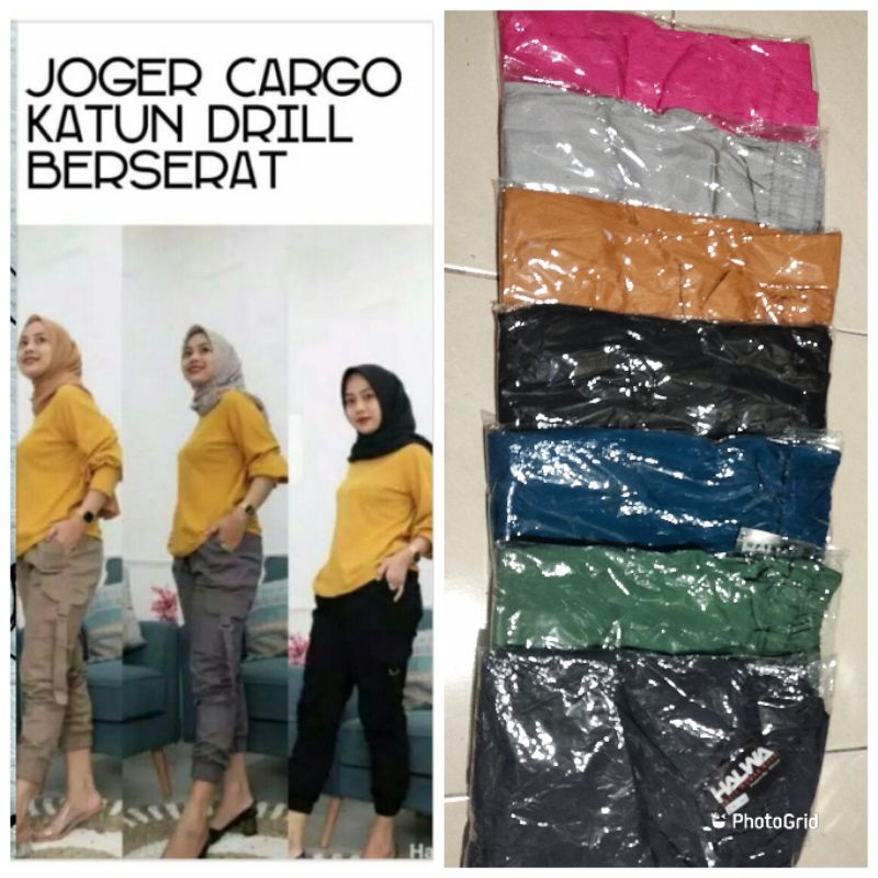Joger Cargo kempol bahan katun drill berserat