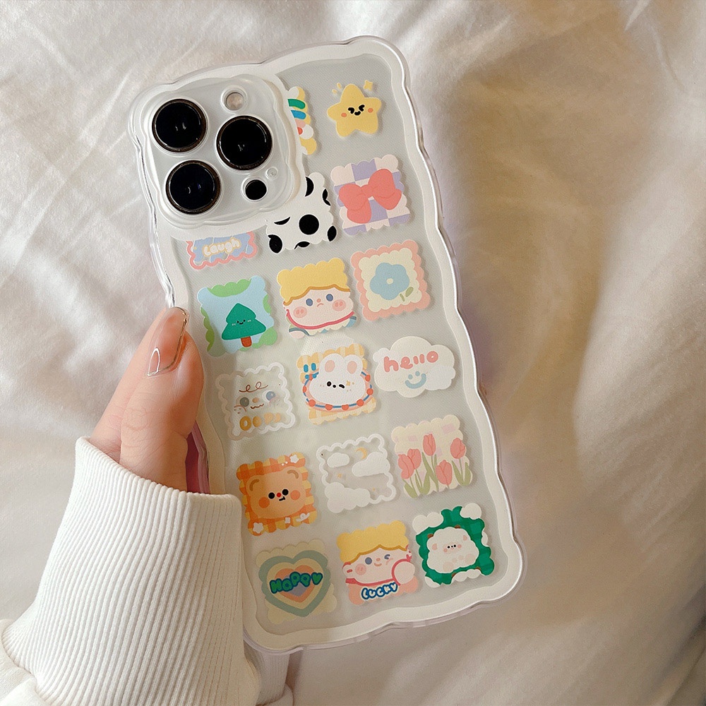 Soft Case Tpu Silikon Transparan Motif Doodle Kotak Untuk IPhone 13 11 12 Pro Max X XR XS Max 7 8 Plus 13 Mini 12 Mini SE2020