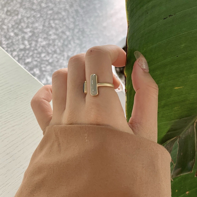 Zomi Cincin Model Terbuka Desain Geometri Gaya Vintage / Simple Untuk Wanita