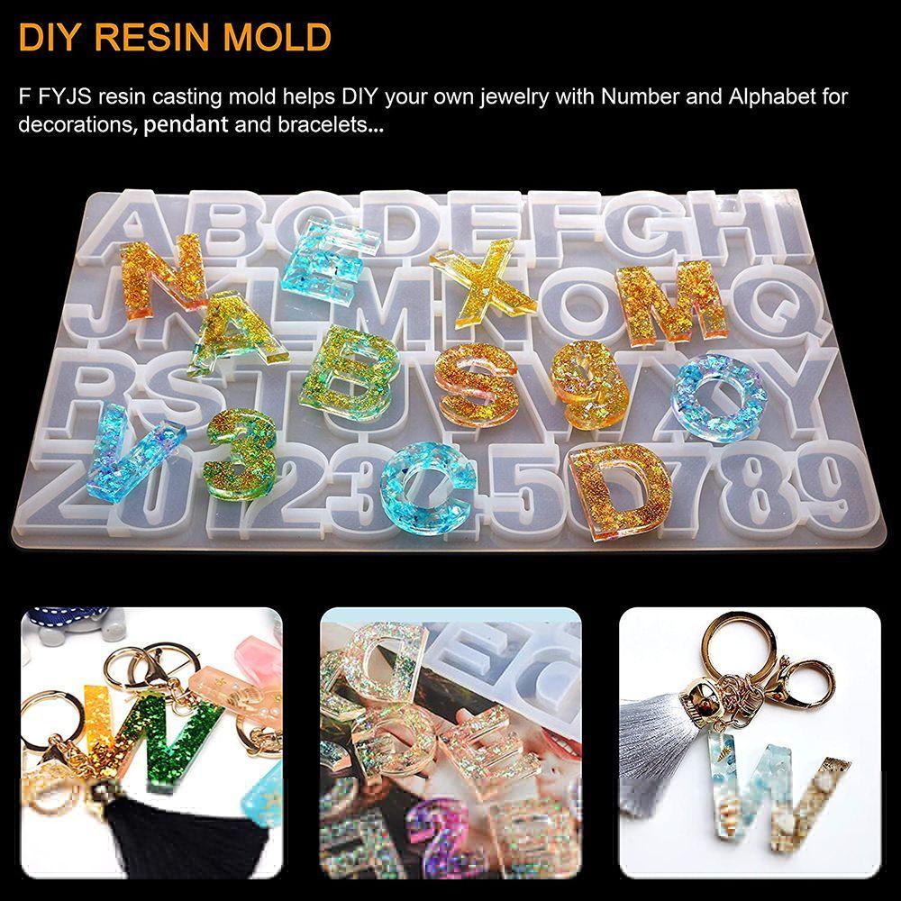 Top33 /117 /186 /224/227Pcs/Set Alfabet Huruf Resin Cetakan Liontin Gantungan Kunci DIY Kit Buatan Tangan Silikon