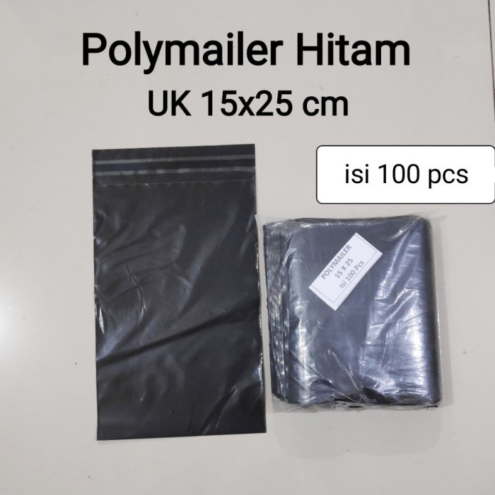 PL15 - Kantong Plastik Packing POLYMAILER 15x25 Isi 100 Warna Hitam