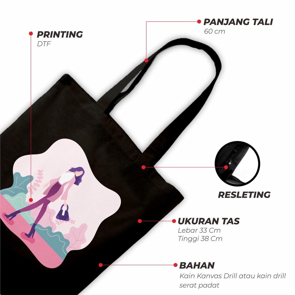 Sevine Totebag Tas Wanita Tote bag Resleting Girly Black Series - CG4