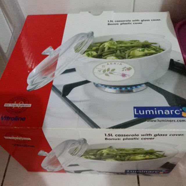 Maxim Luminarc Aeria Panci Keramik Tahan Panas / Dingin 1.5l/18cm + Tutup Kaca