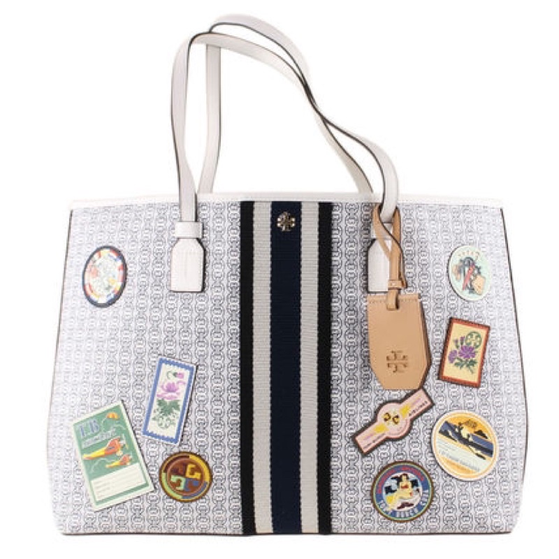 Tory Burch Gemini Link Canvas Applique New Ivory