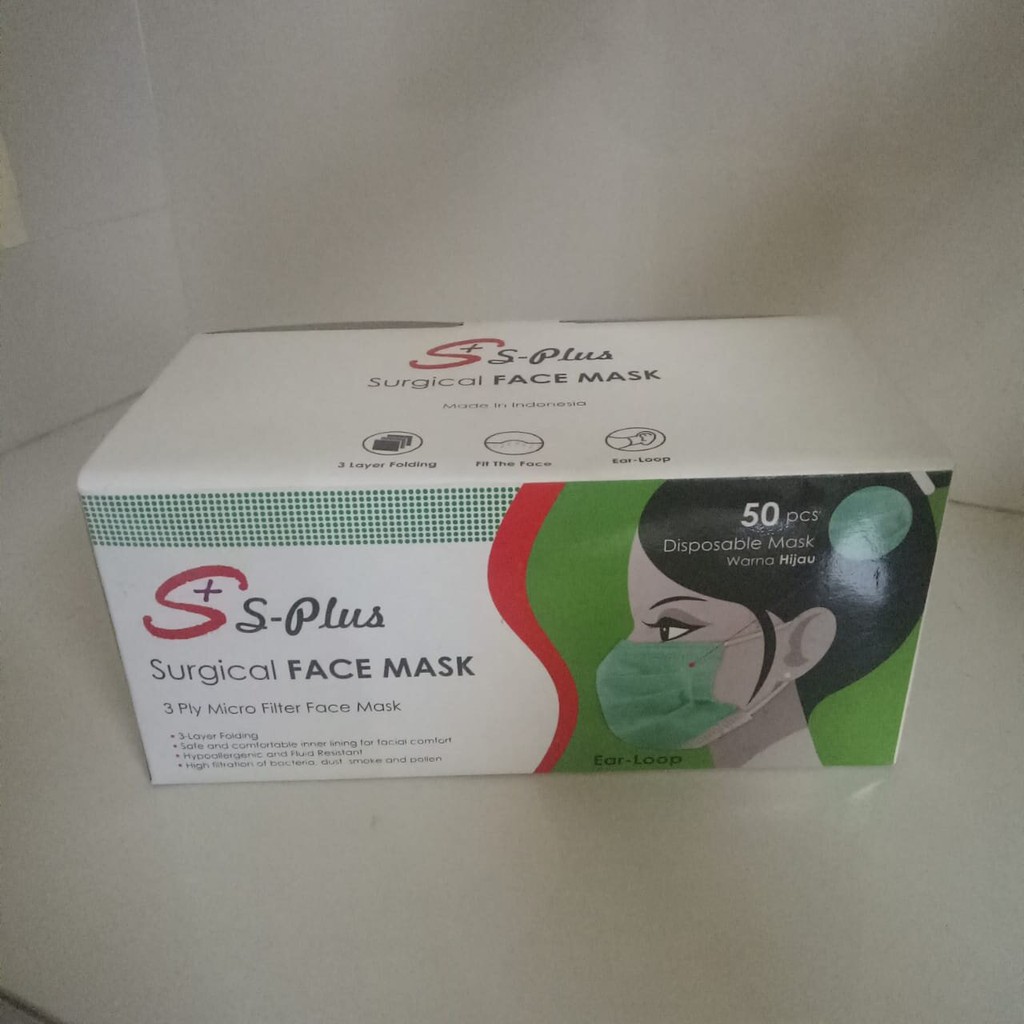 Masker medis S-plus s plus surgical 3 ply 50 pcs
