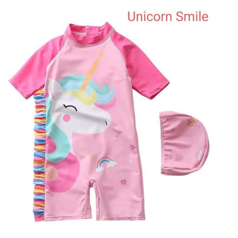 kostum renang anak unicorn smile/baju renang unicorn/baju renang anak
