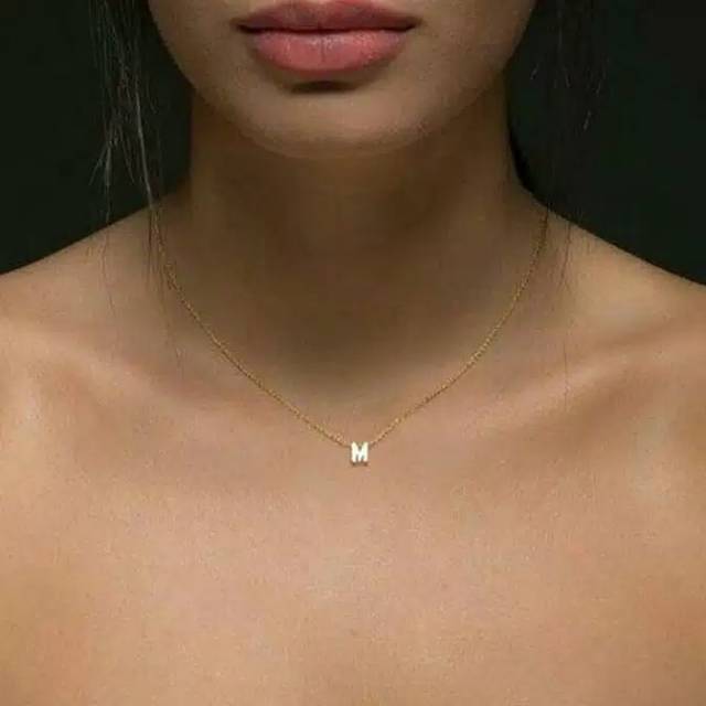 Kalung titanium inisial  huruf kualitas terbaik PXM M,D-1