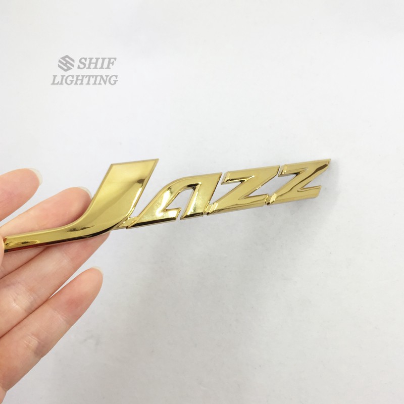 1Pc Stiker Emblem / Badge Motif Logo Jazz Bahan ABS Warna Emas untuk Bagasi Belakang Mobil