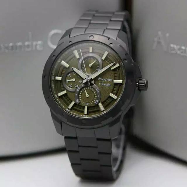 JAM TANGAN PRIA ALEXANDRE CHRISTIE 6538 AC6538 AC 6538 BLACK GREEN ORIGINAL GARANSI RESMI 1 TAHUN