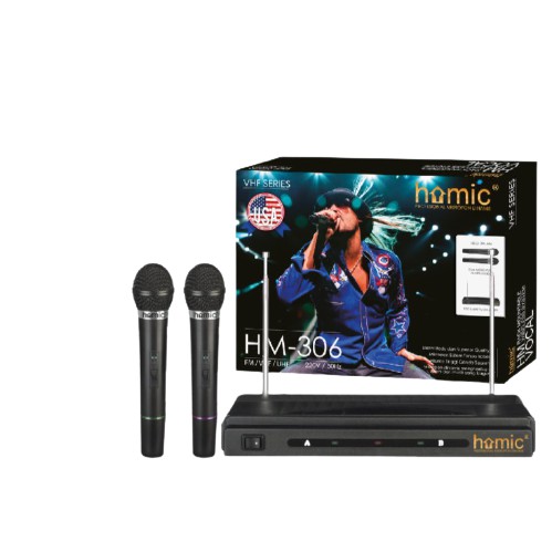 Mic Microphone HOMIC Double Wireless HM-306 VHF Series