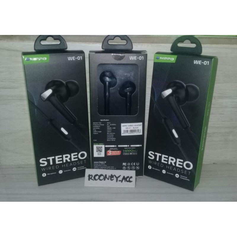 HF/HEADSET/EARPHONE/HIPPO WE-01 SUPERBASS/HF HIPPO MURAH WE-01 EXTRA BASS GROSIR MURAH