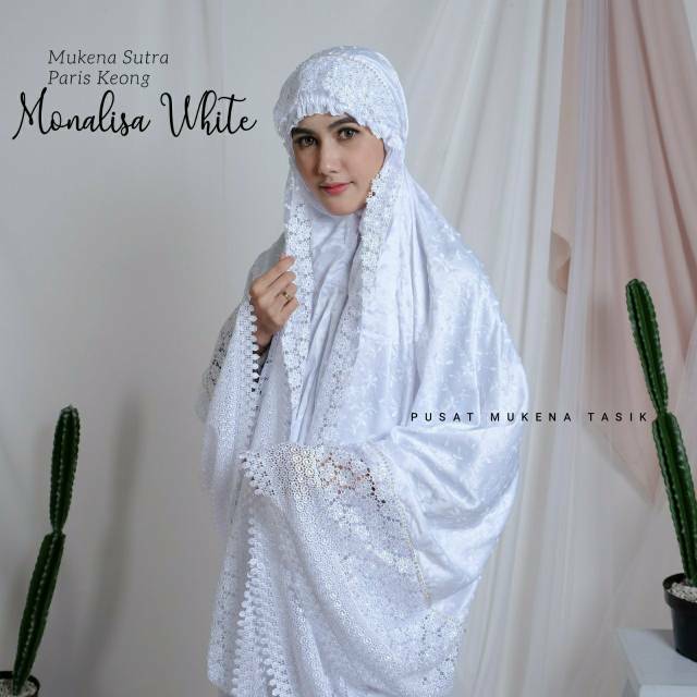 Mukena Dewasa Sutra Paris Keong MONALISA || Mukena Renda Putih Bersih