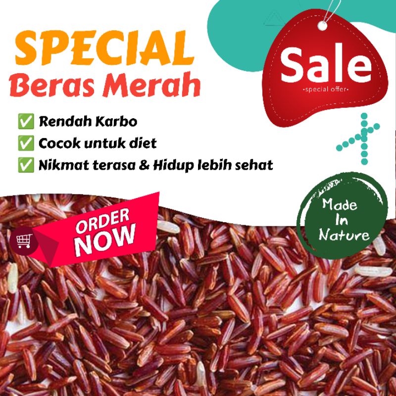 

Beras Merah 1 Liter / ± 800 Gram + Gratis Packing Aman / Bisa konsumsi dan Pakan Burung