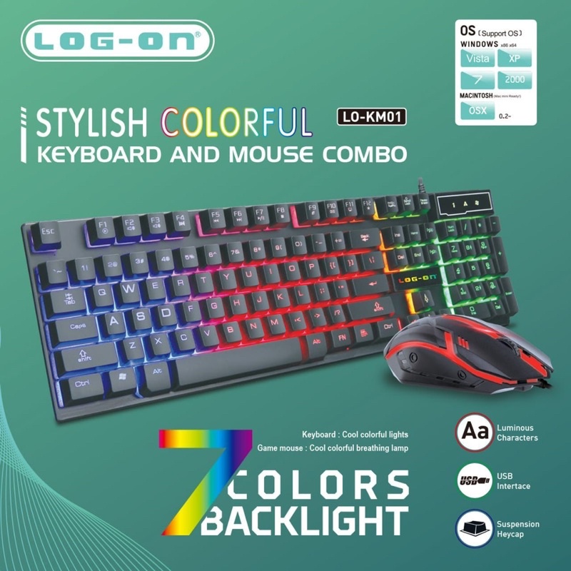 LOG ON KEYBOARD DAN MOUSE GAMING LO-KM01 SUPPORT SEMUA OS