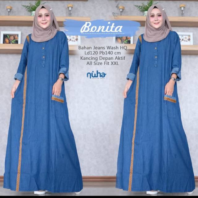 Gamis jeans  jumbo ld 120 Premium Quality