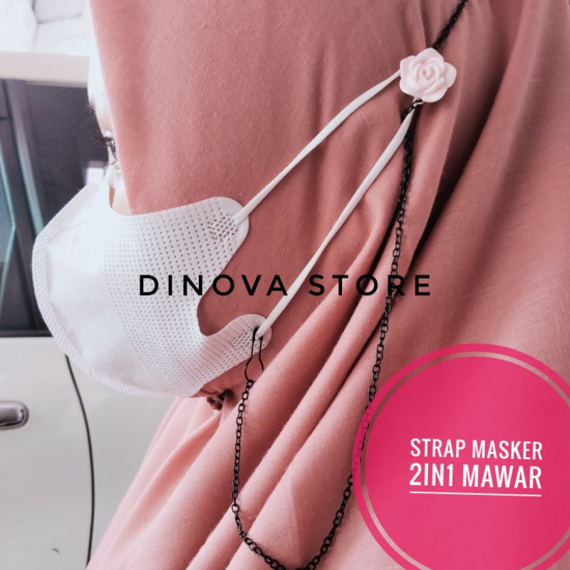 strap masker 2IN1 MAWAR MUTBERI/pengait masker/kalung masker/tali masker/kalung masker strap masker hijab 2iin1/dinova store/pgx/strap masker hijab 2in1