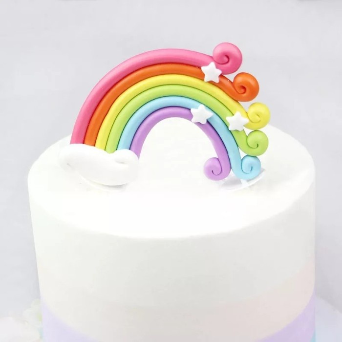 HIASAN KUE PELANGI RAINBOW CURL CAKE TOPPER 1 PCS - DEKORASI KUE ULTAH PELANGI TOPPING KUE DAPAT DIS
