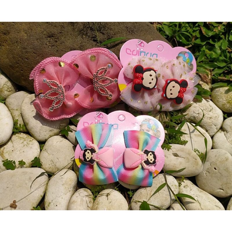 Set 2pcs Jepit Rambut Anak  perempuan Jepitan  Pita anak Renda karakter