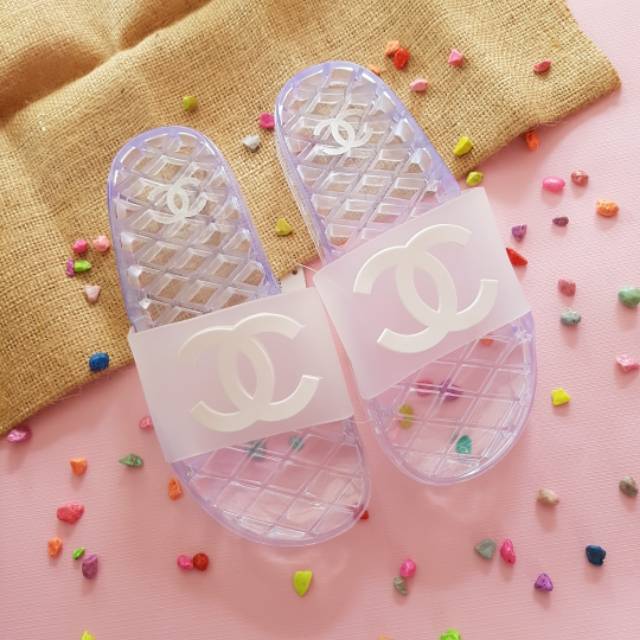 chanel pink jelly sandals