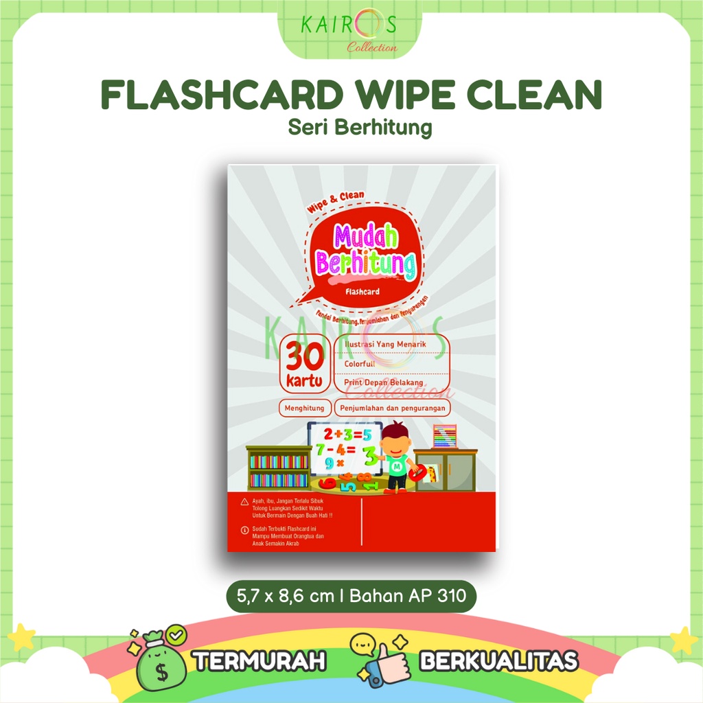 Flashcard Wipe Clean Seri Berhitung Kartu Pintar Belajar Balita Bisa Ditulis Dihapus