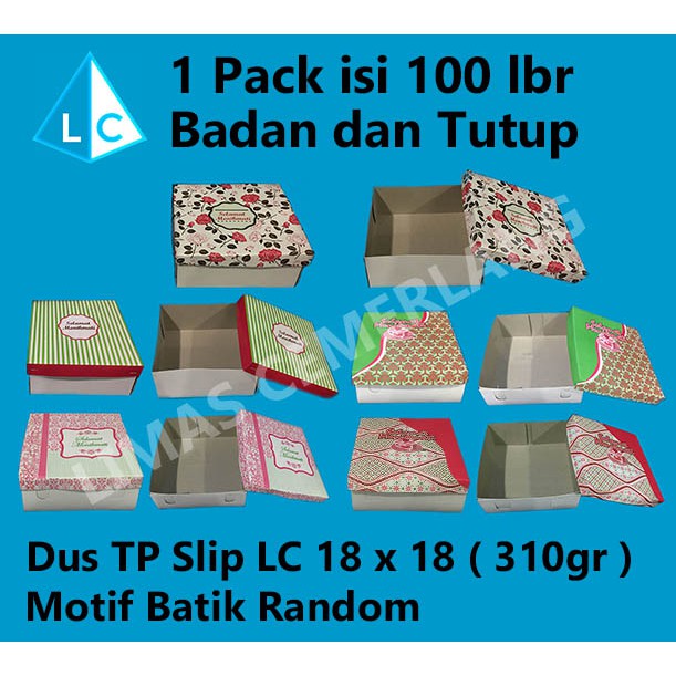 

DUS TP SLIP LC 18x18 100lbr ( Dus Kue | Dus Snack | Dus Roti ) 310gr