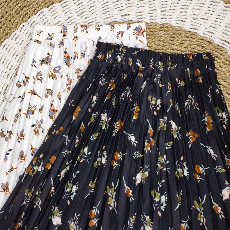 Plisket Bunga Lily Wanita 90cm Bahan Hyget Premium all size