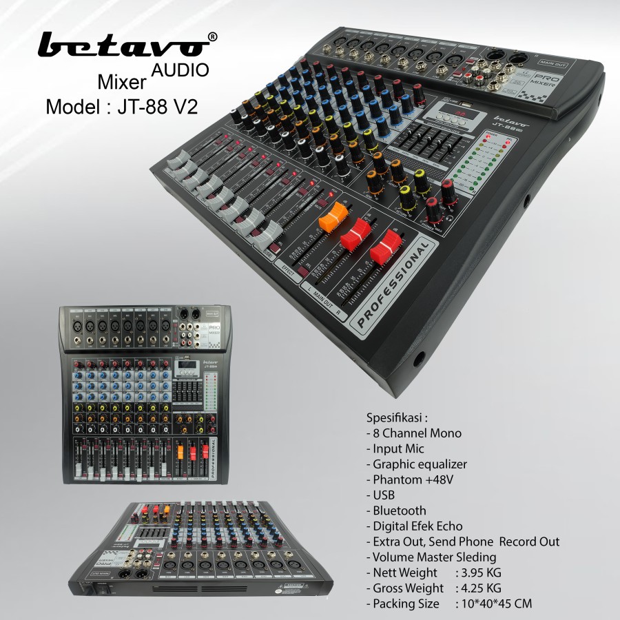 MIXER AUDIO BETAVO JT 88 V2 PROFESIONAL MIXER 8 CHANEL