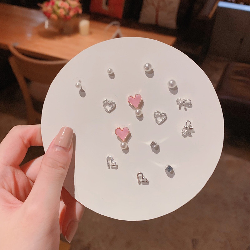 We Flower 7 Pairs S925 Silver Snowflake Butterfly Dolphin Stud Earrings Set for Women Girls Chic Ear Jewelry-5