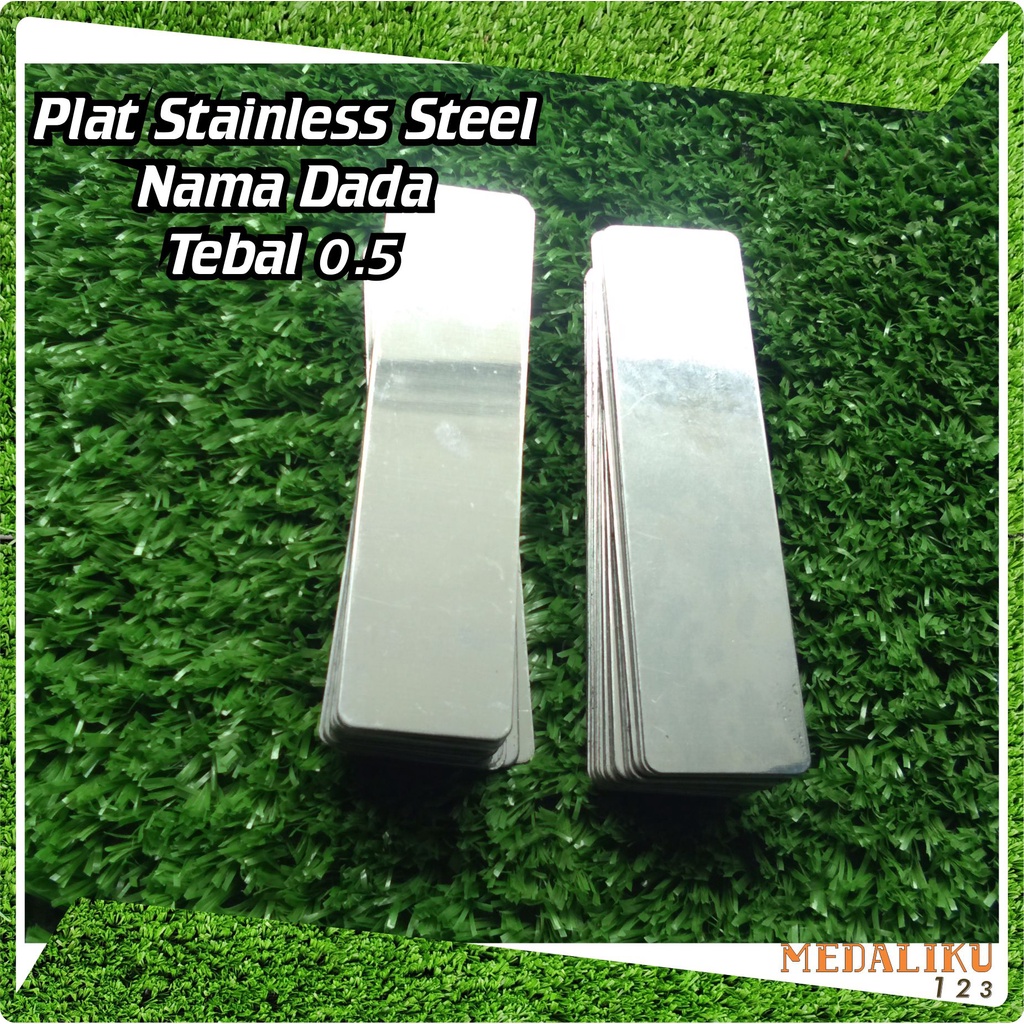 Medaliku123 Plat Stainless Steel 0,5mm Sudut Tumpul Bahan Name Tag Nama Dada