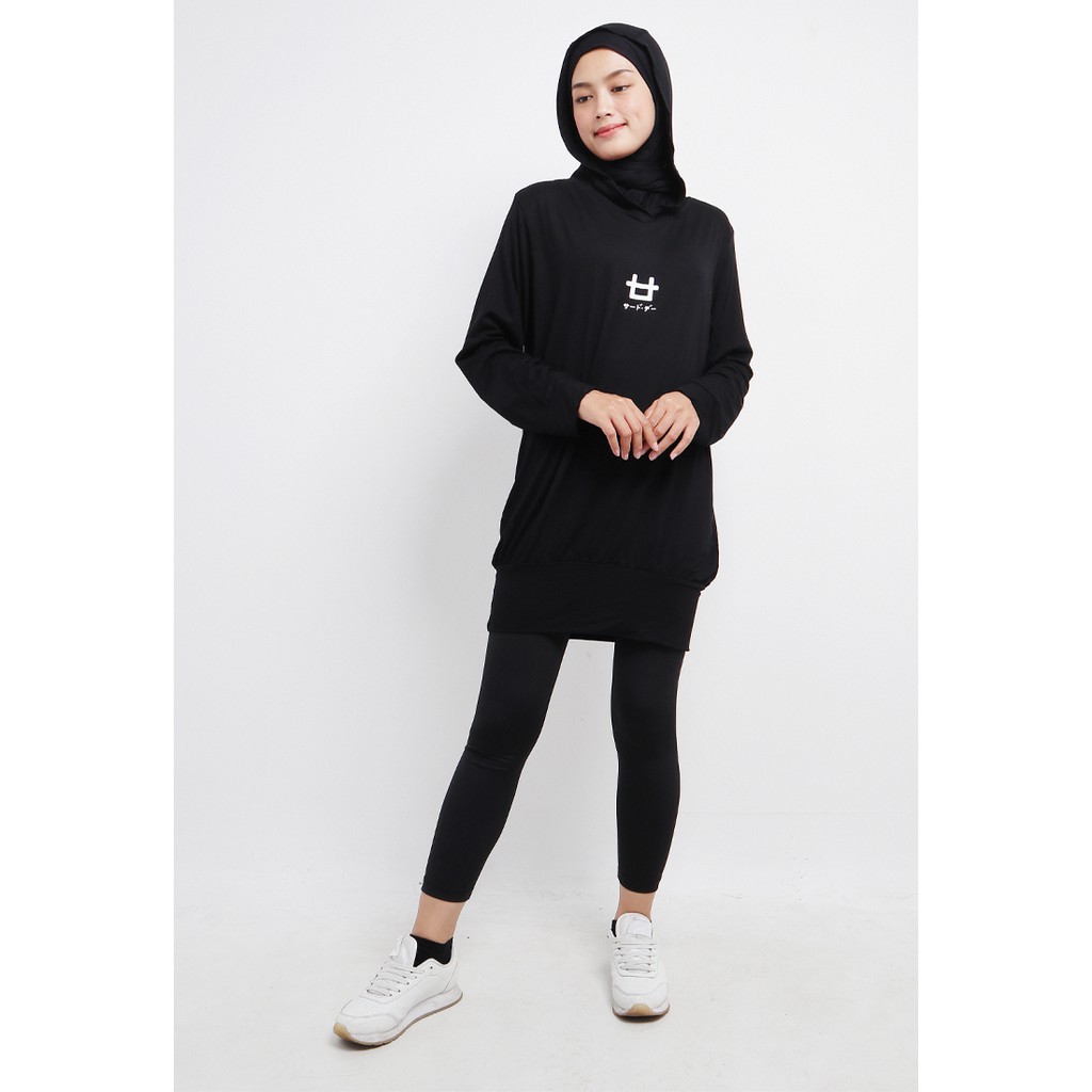 Third Day LO023 Hoodie Dress Wanita Ladies Evocot Logo Hitam