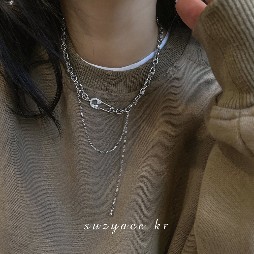 Korea pin rantai rumbai double layer elegan kalung 2021 baru trendi wanita niche desain kalung baru