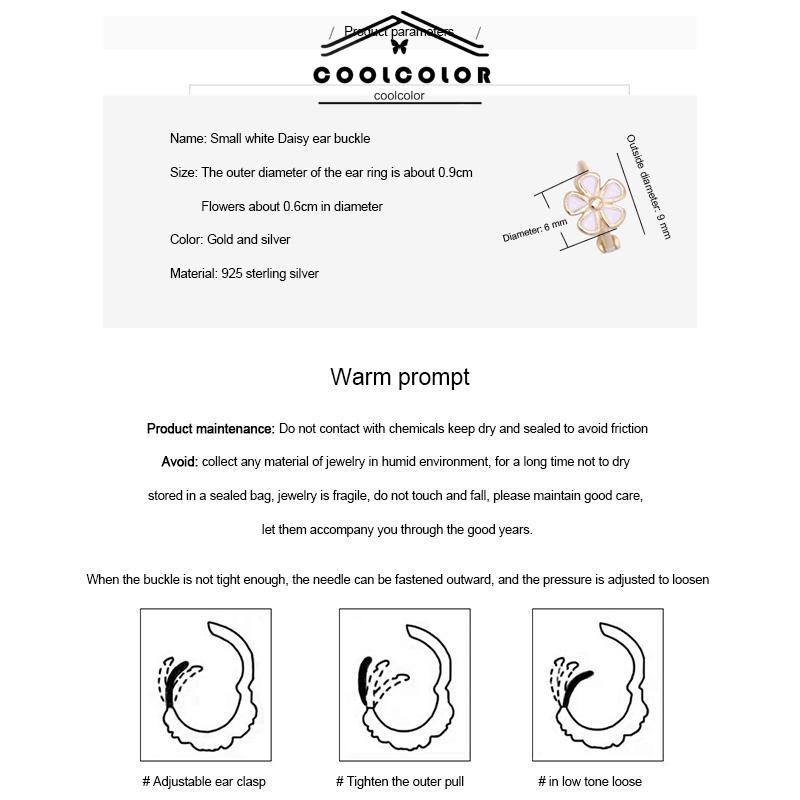 COD 1 Sepasang S925 Silver Retro Daisy Earrings Anting Hoop Sederhana Desain Niche Gesper Telinga- cl