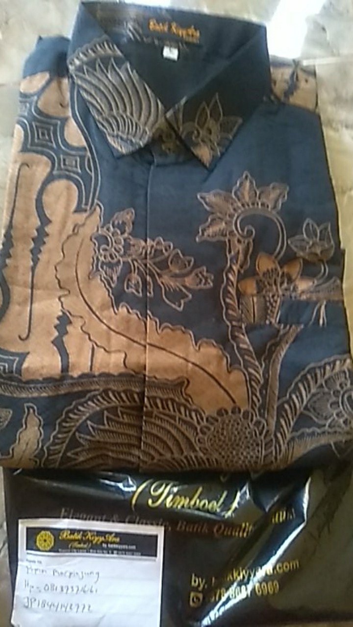 Kemeja Batik Pria Lengan Panjang Dobi Lasem Motif Pesik Warna Navy